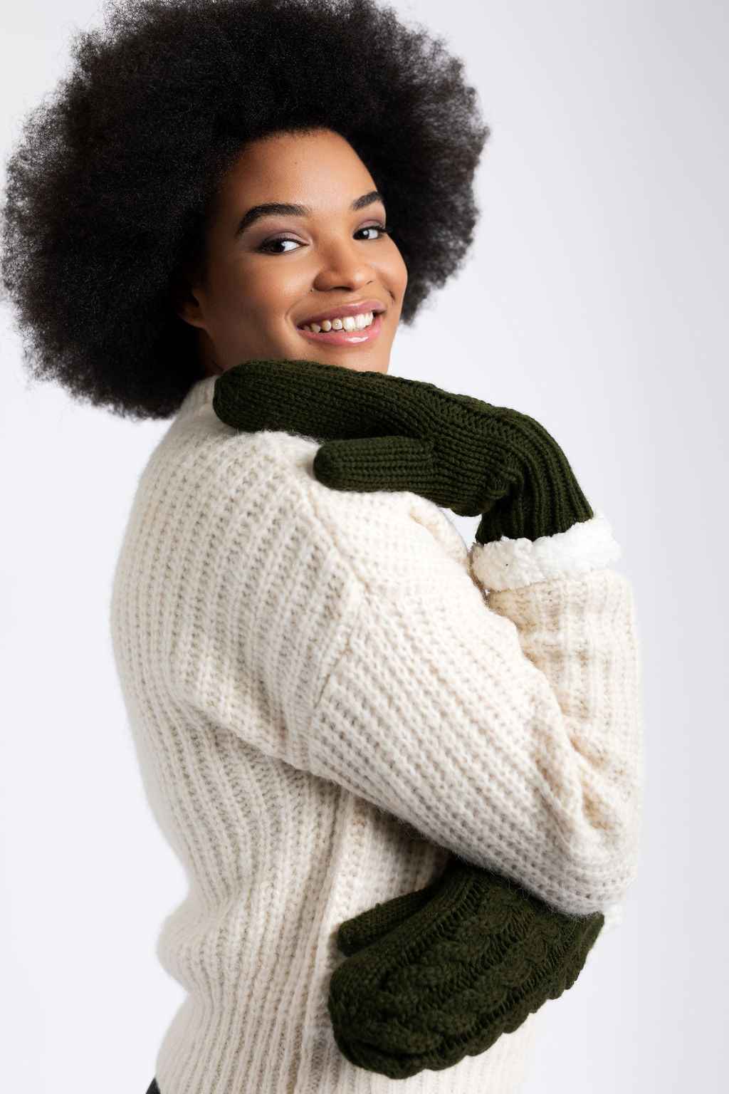 Green - Cozy Lined Mittens