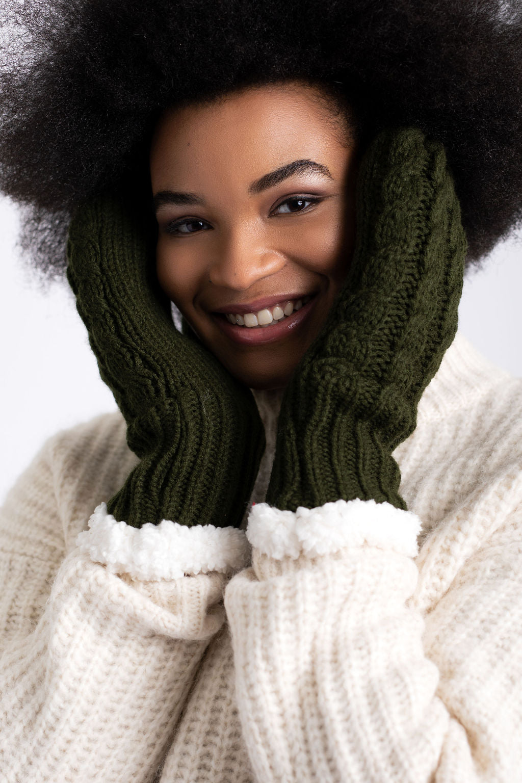 Green - Cozy Lined Mittens