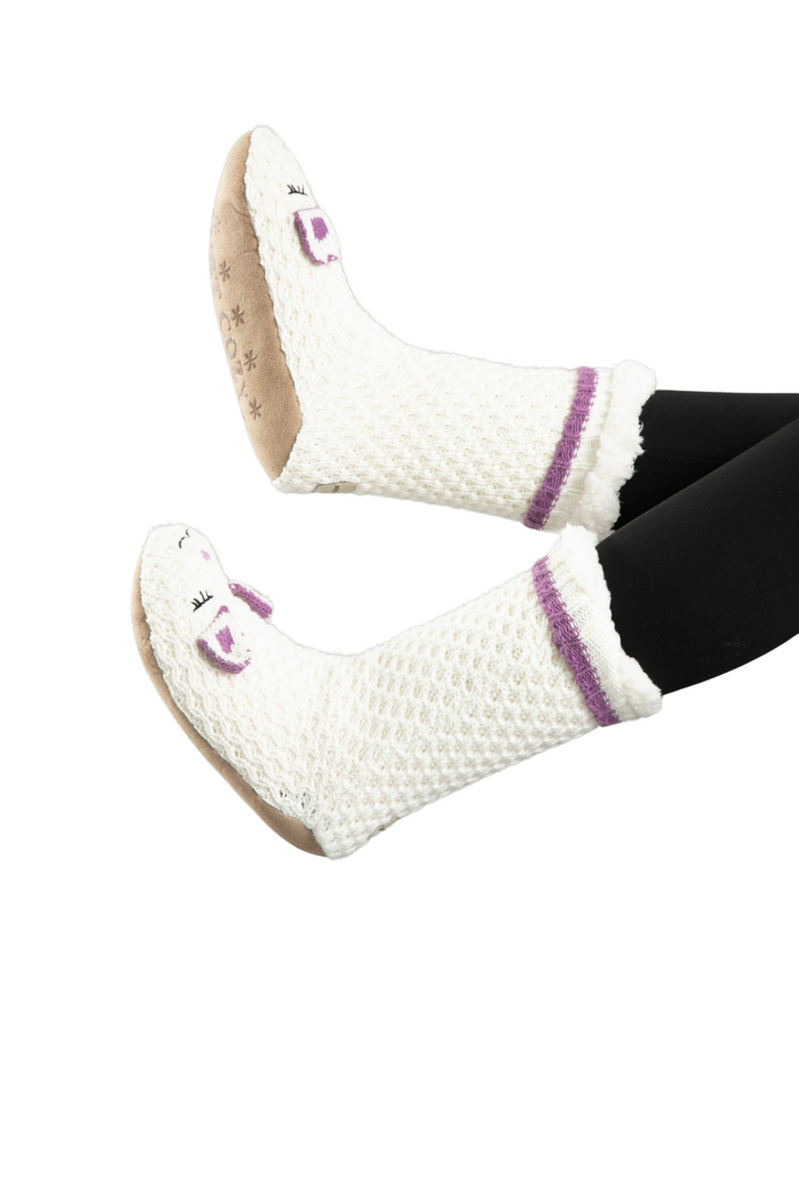 White & Purple - Cozy Slipper Socks