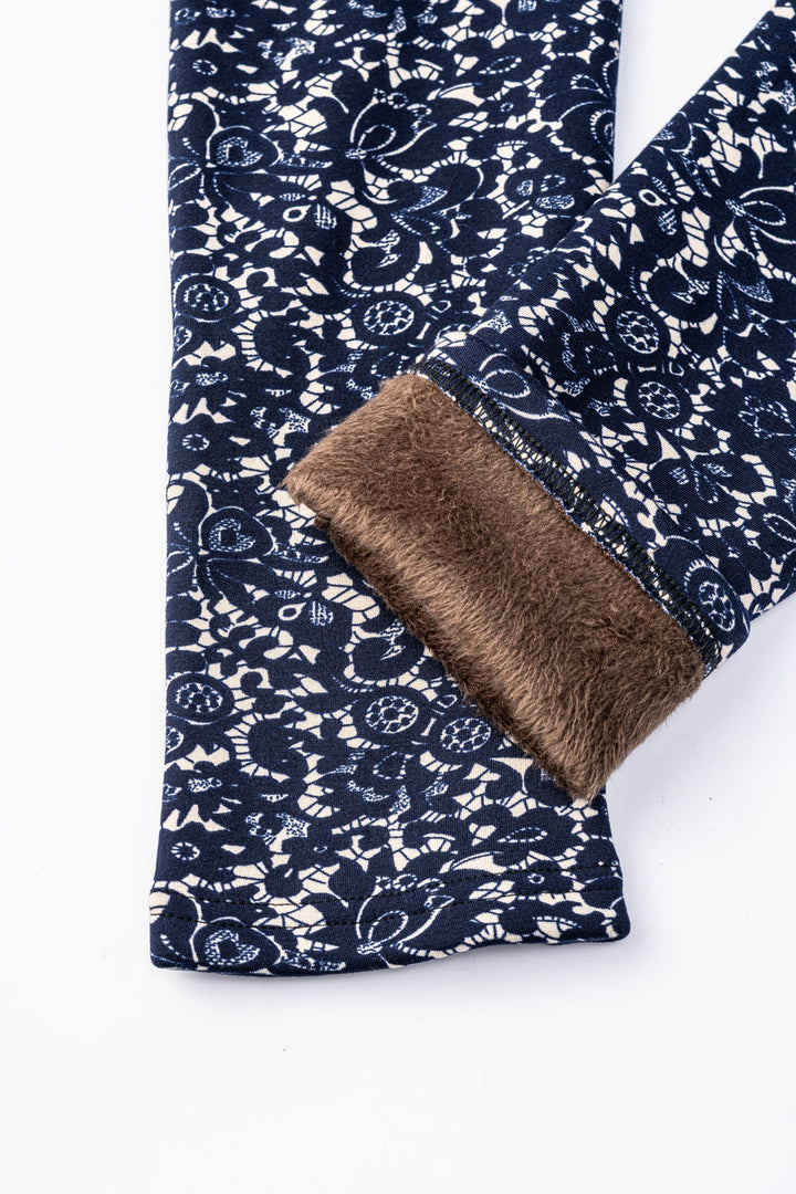 Blue Pattern - Cozy Lined Leggings