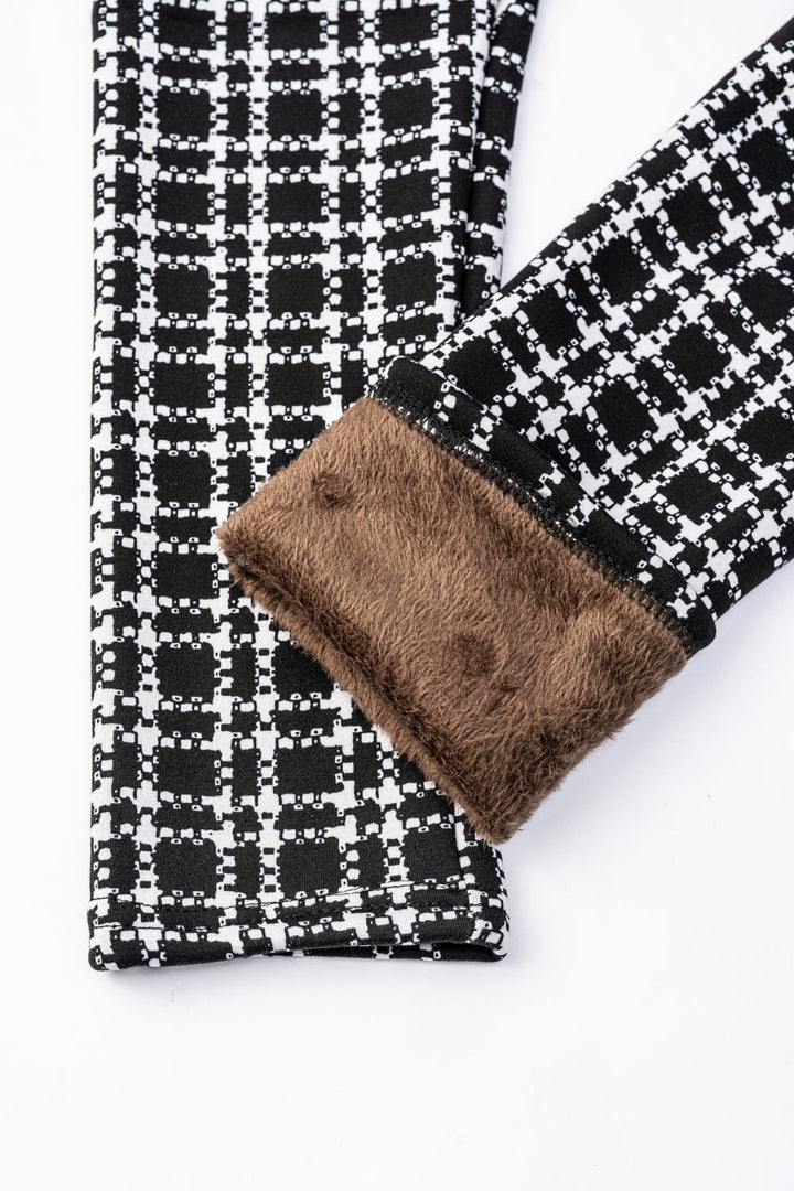 B&W Plaid Checks - Cozy Lined Leggings
