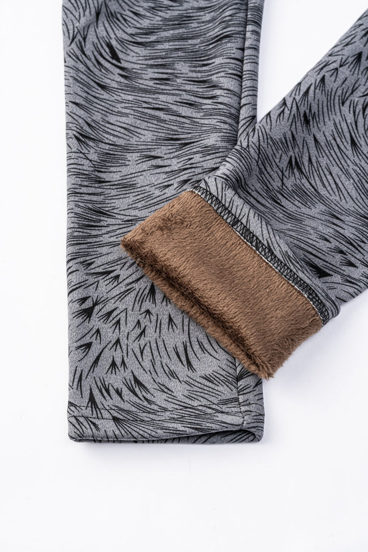Printed Lines - Cozy Lined Leggings