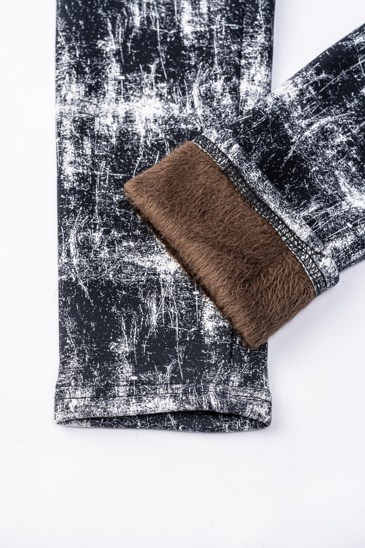 B&W Marbled - Cozy Lined Leggings