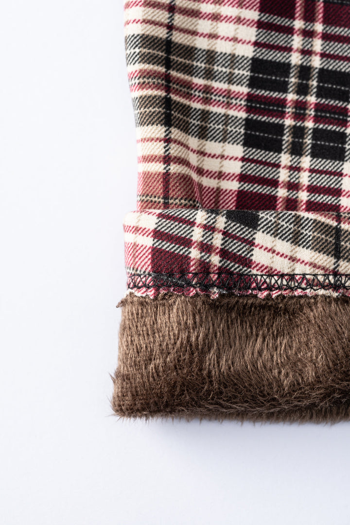 Burgundy Plaid - Cozy Lined Leggings