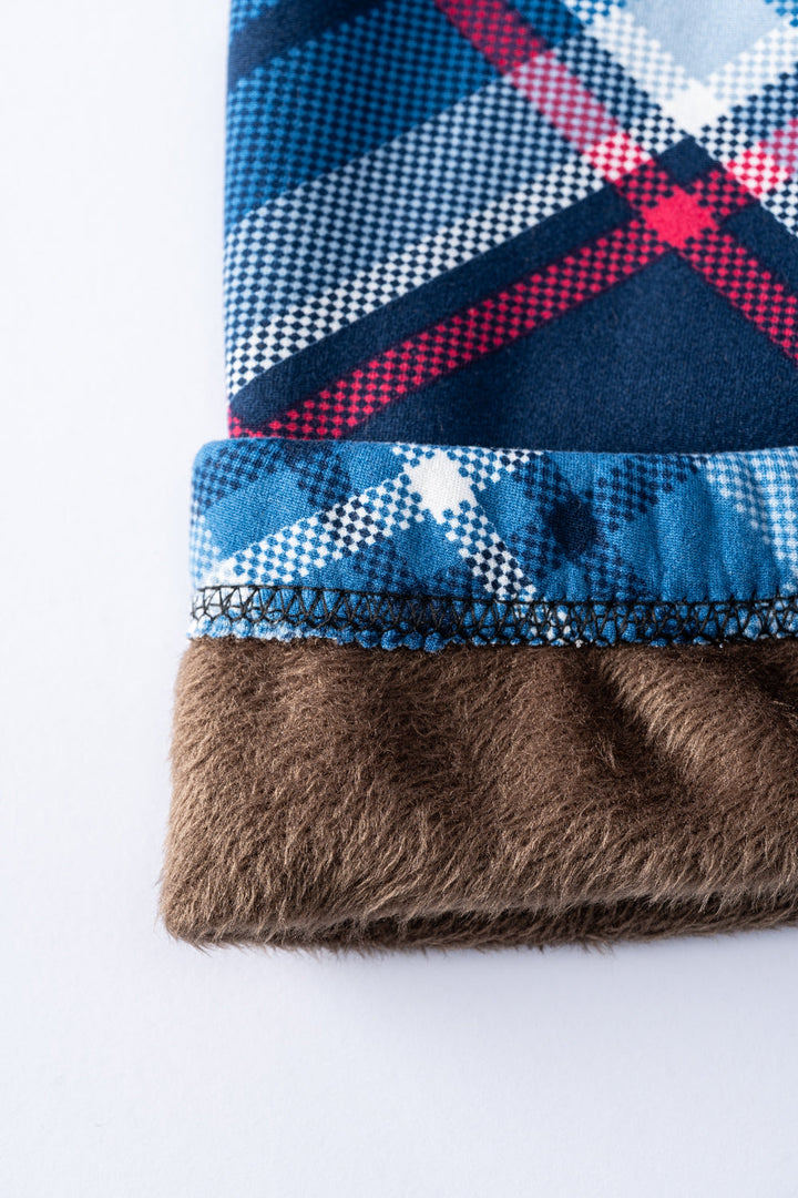 Blue & Fuchsia Squares - Cozy Lined Leggings