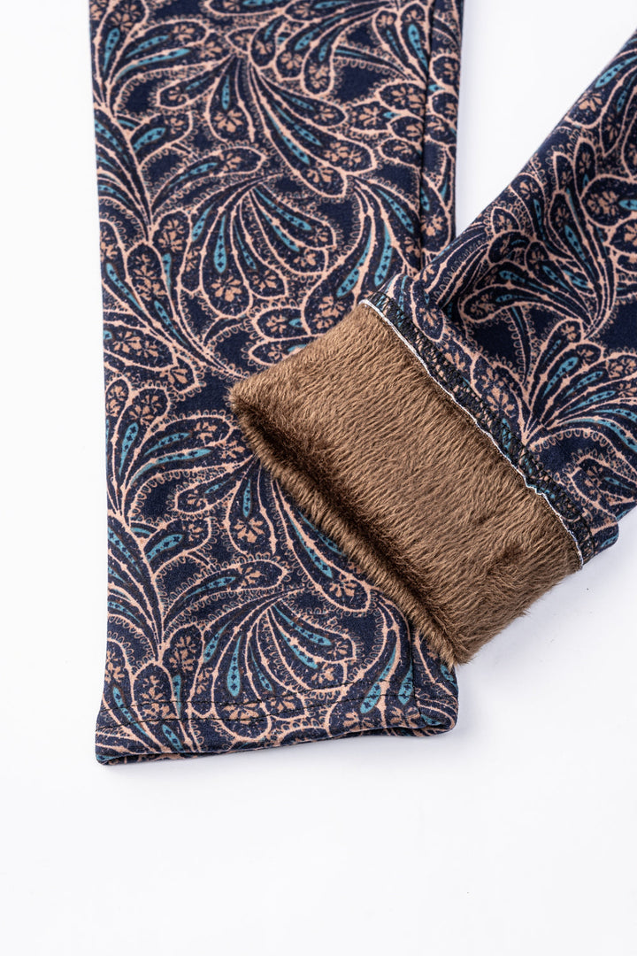 Leaf Print - Cozy Lined Leggings