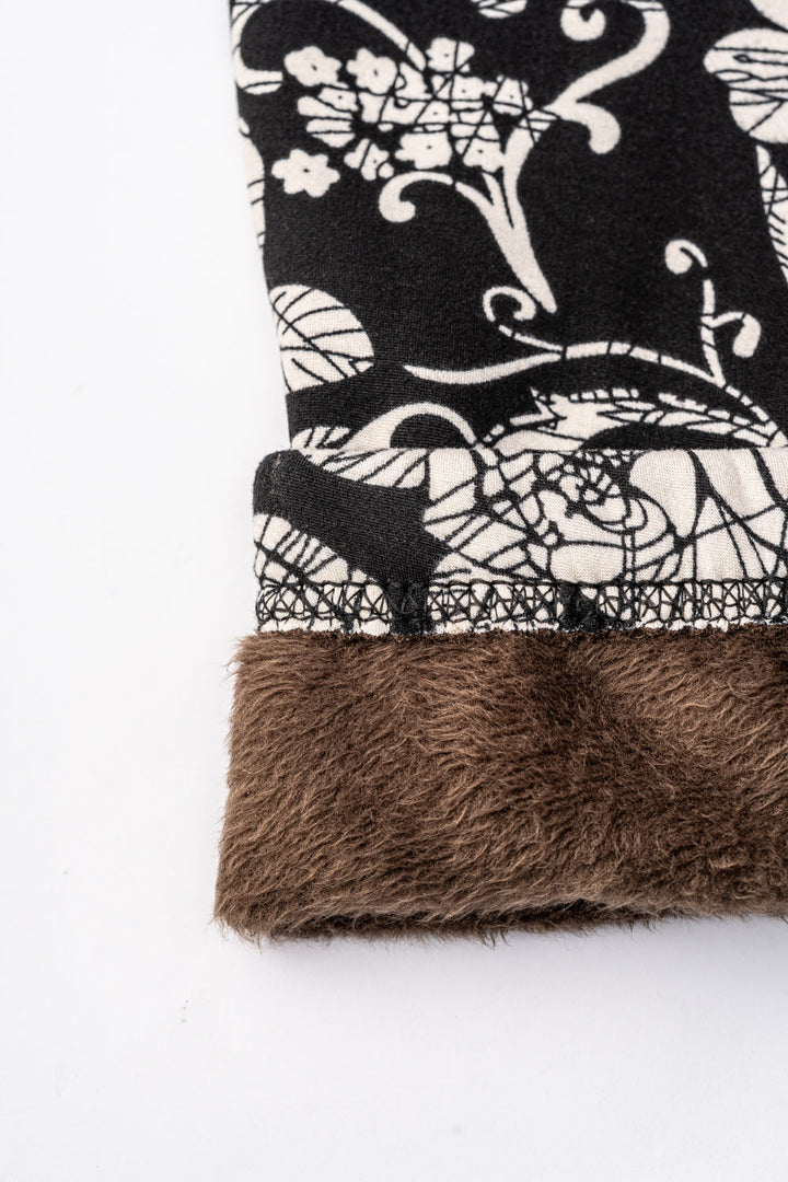 Beige Flowers - Cozy Lined Leggings