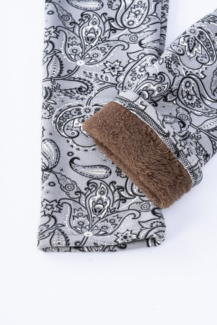 Gray Paisley - Cozy Lined Leggings