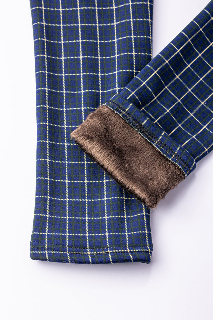 Blue Checkers - Cozy Lined Leggings