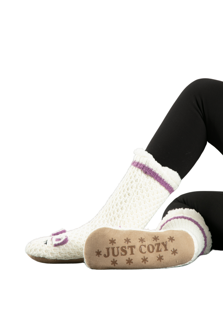 White & Purple - Cozy Slipper Socks