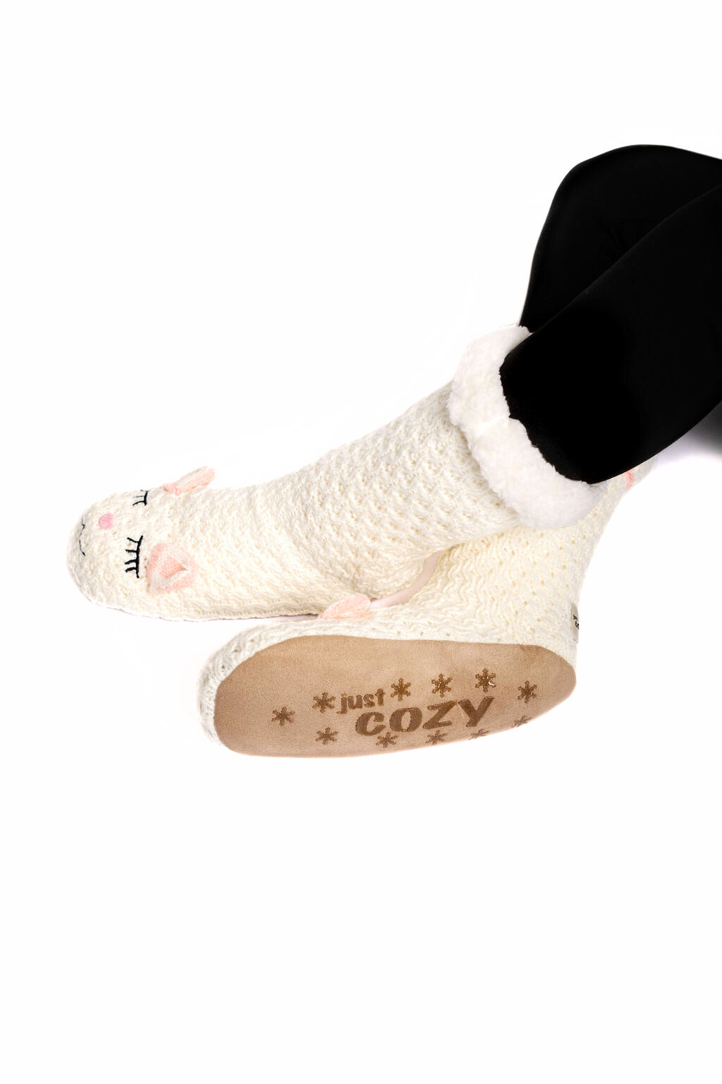 White & Pink - Cozy Slipper Socks