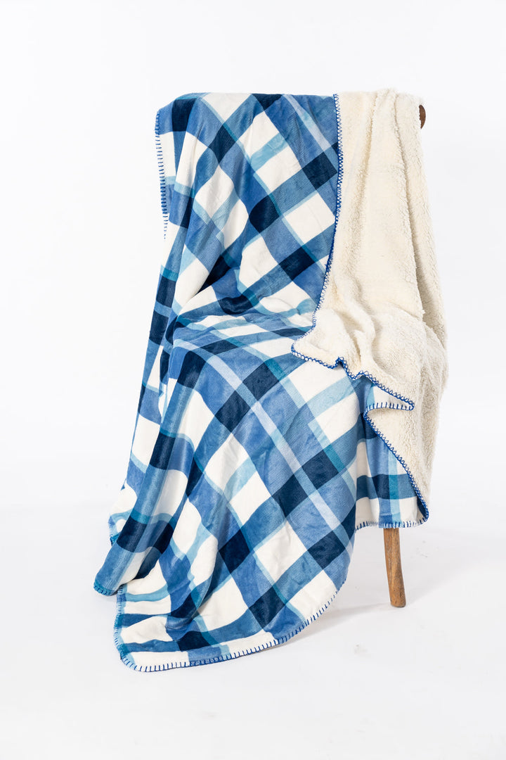 Blue Plaid - Sherpa Blanket