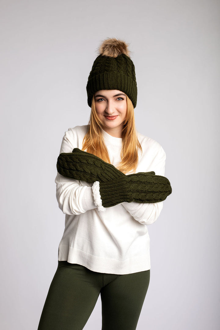 Green - Cozy Lined Mittens
