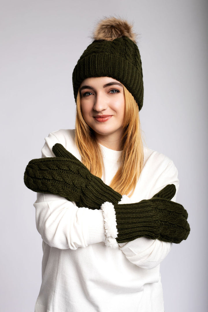 Green - Cozy Lined Mittens
