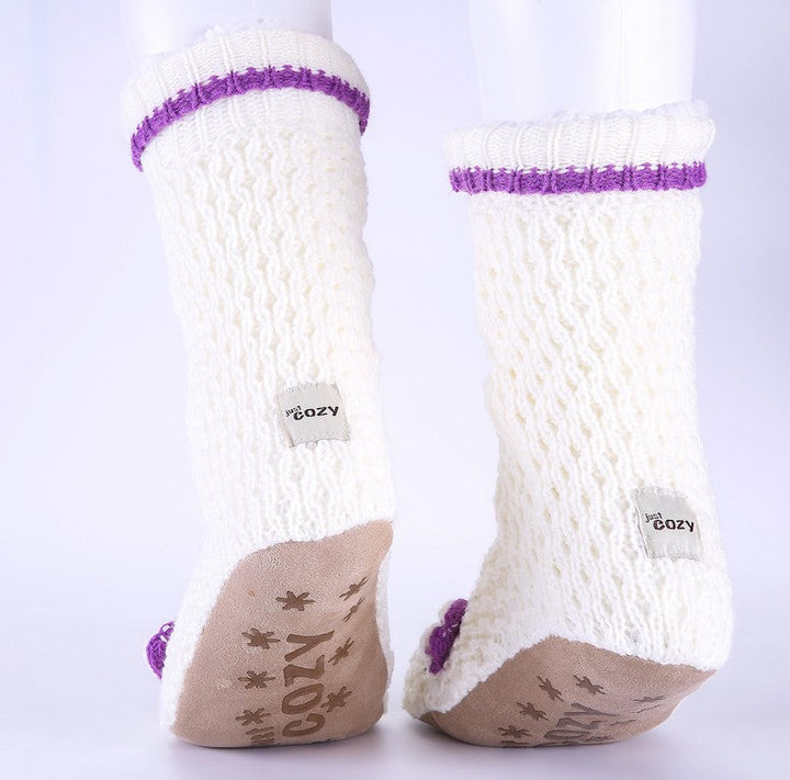 White & Purple - Cozy Slipper Socks