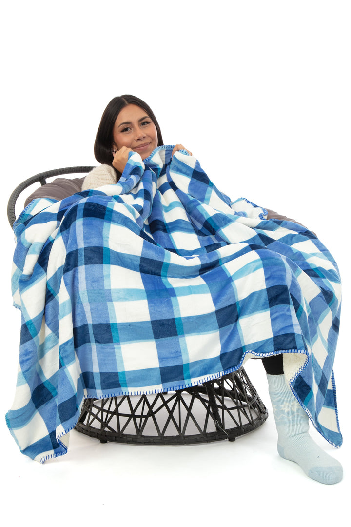 Blue Plaid - Sherpa Blanket