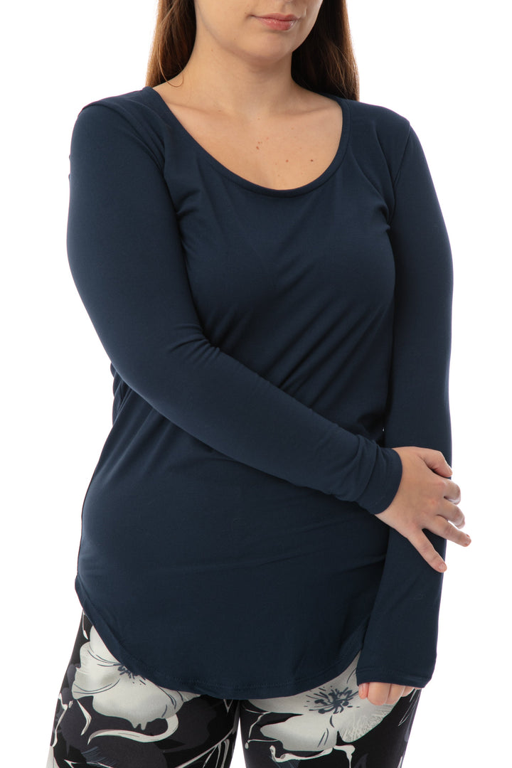 Deep Blue - Long Sleeve Tunic Top