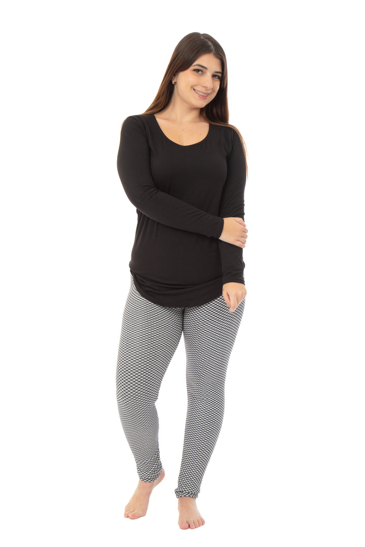 Tiny B&W Checks - Cozy Lined Leggings