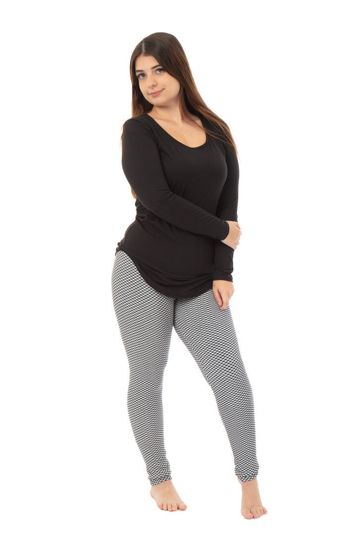 Tiny B&W Checks - Cozy Lined Leggings