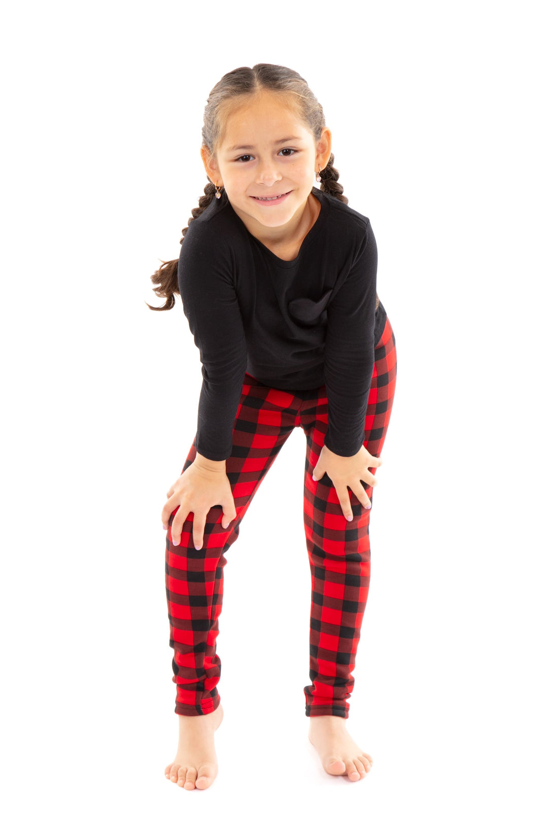Red Plaid Kid's - Cozy Lined Leggings