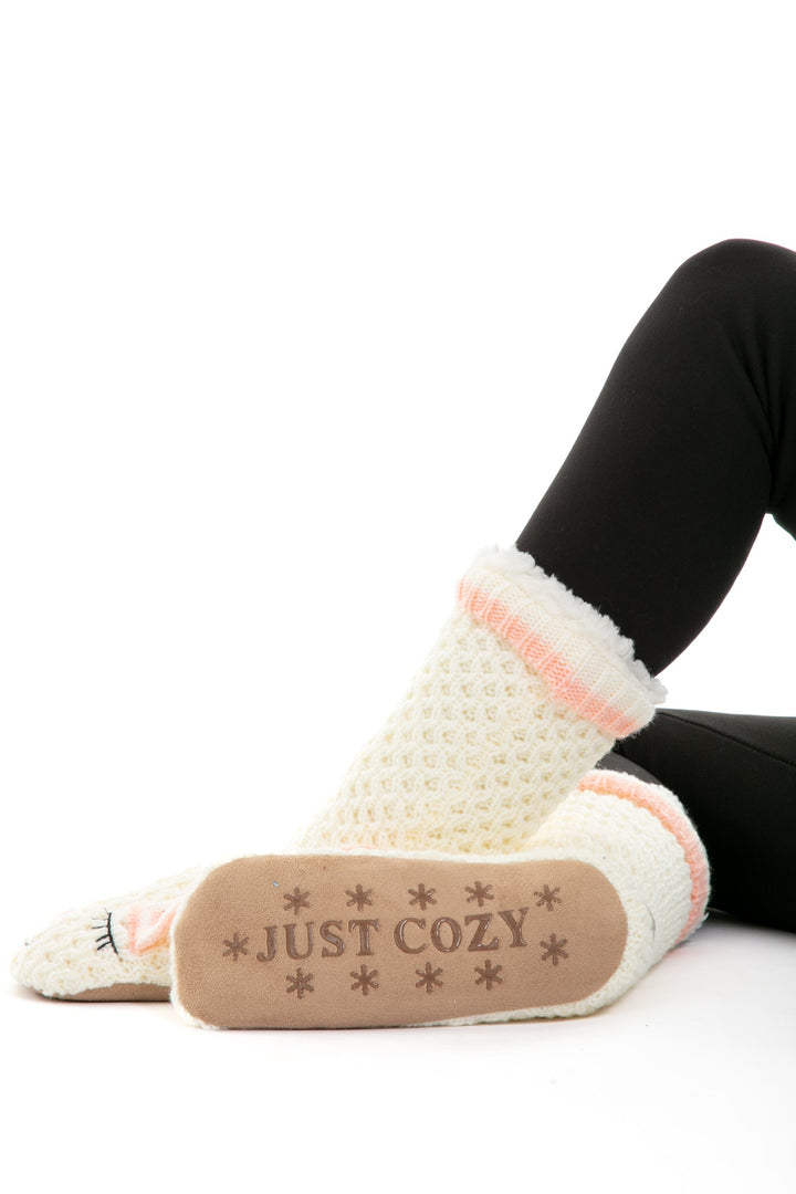 White & Pink - Cozy Slipper Socks