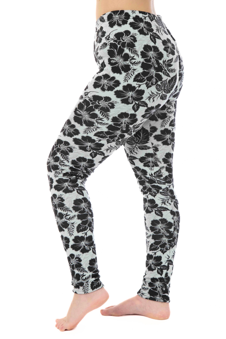 Floral in Gray - Cozy Lined Leggings