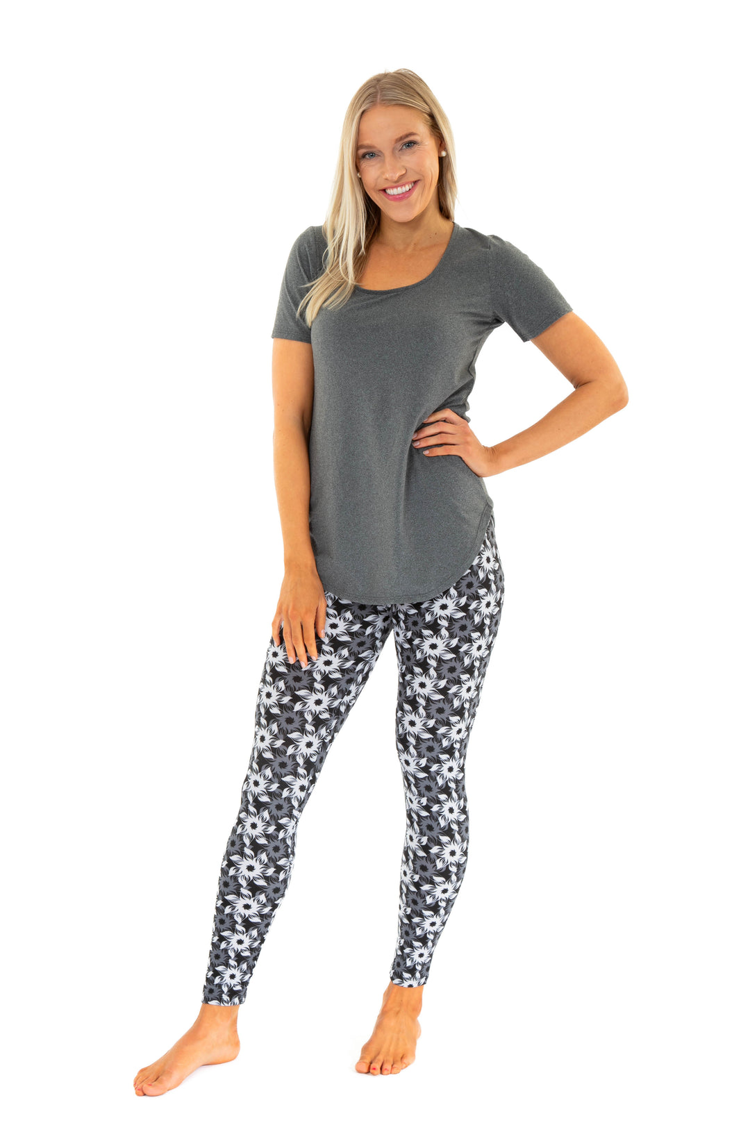 Grey & White Flowers - All Season Leggings