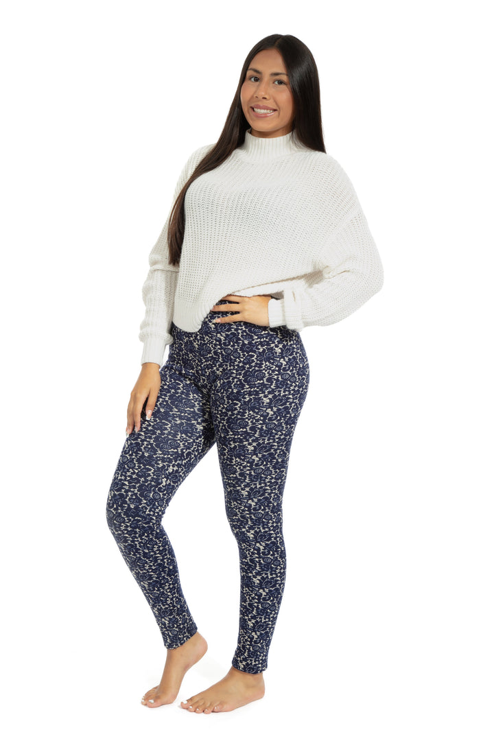 Blue Pattern - Cozy Lined Leggings