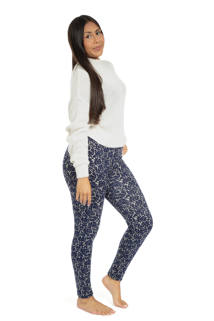 Blue Pattern - Cozy Lined Leggings