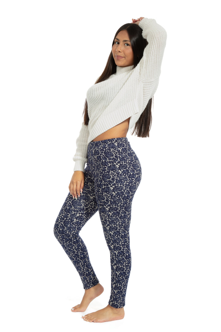 Blue Pattern - Cozy Lined Leggings