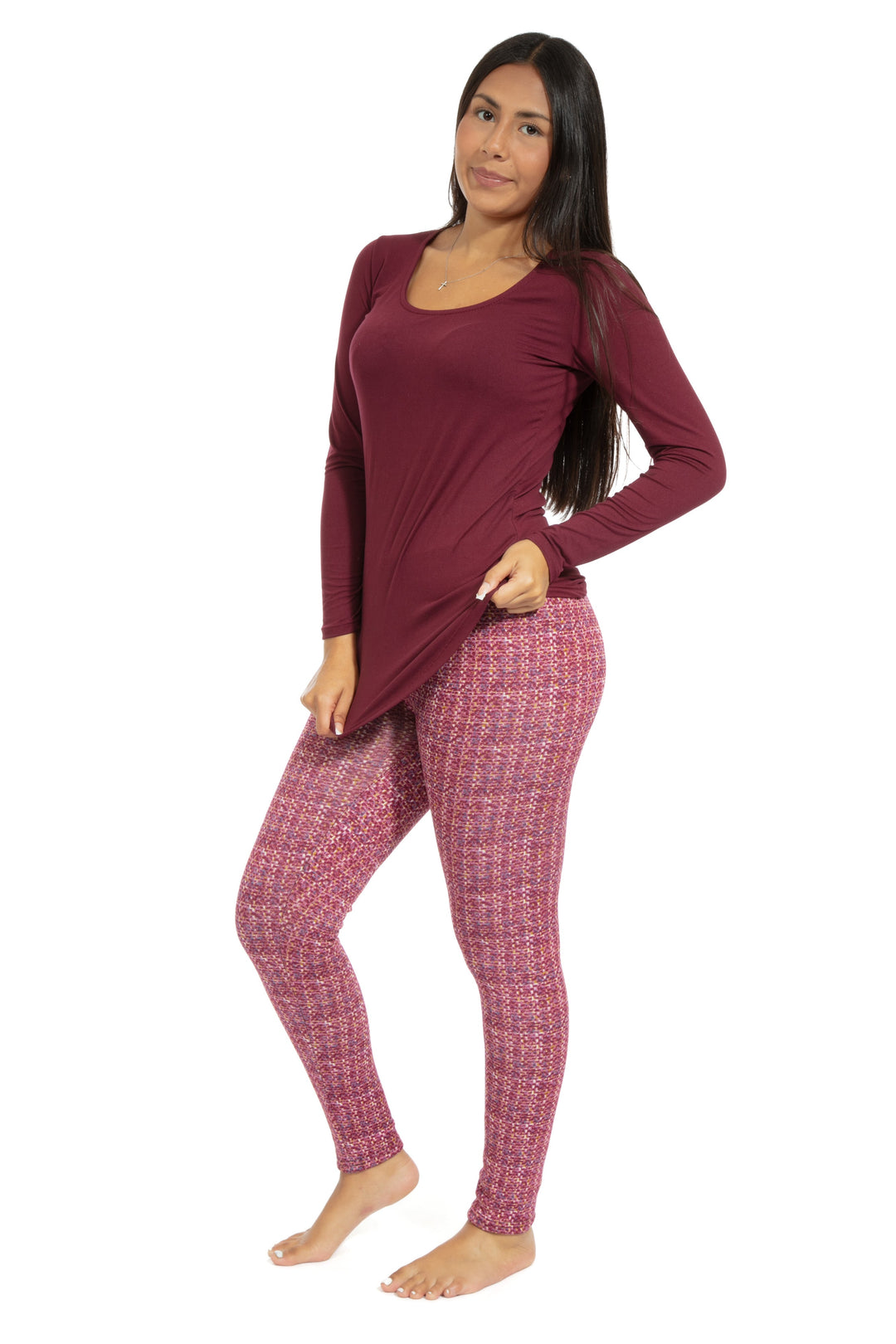 Magenta Tartan - Cozy Lined Leggings
