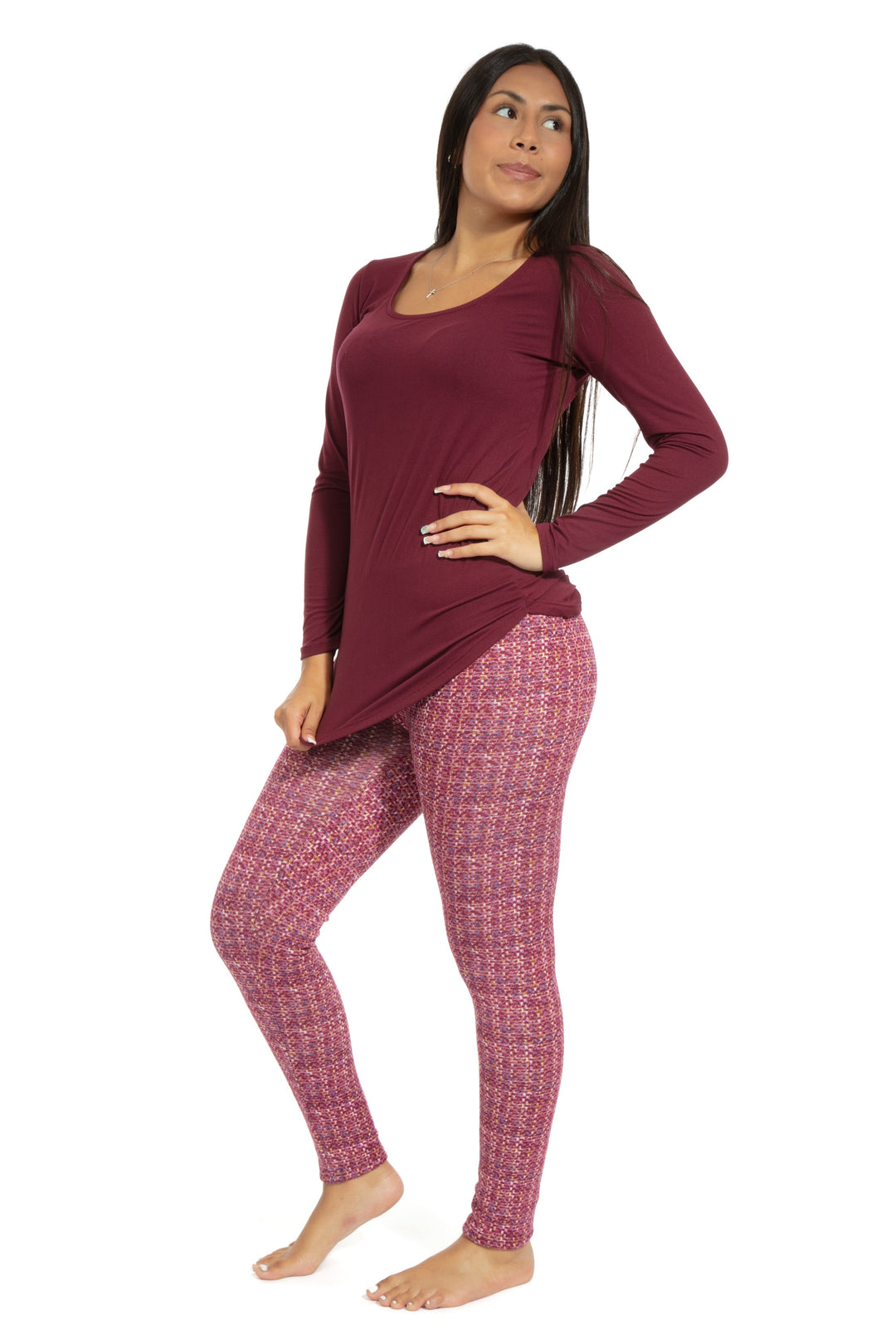 Magenta Tartan - Cozy Lined Leggings