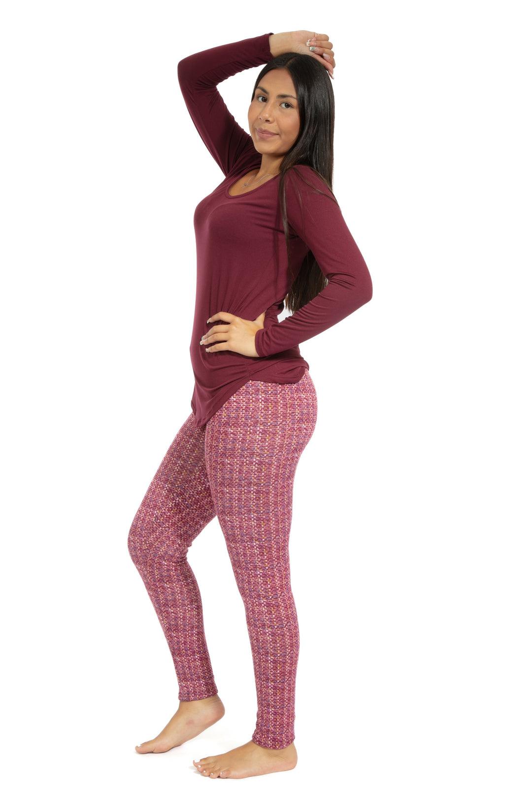 Magenta Tartan - Cozy Lined Leggings