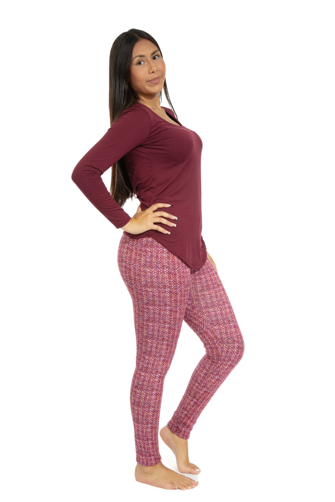 Magenta Tartan - Cozy Lined Leggings