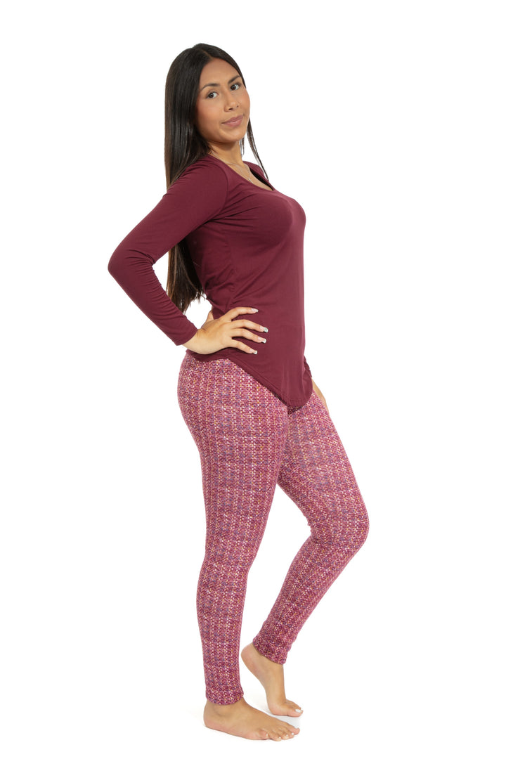 Magenta Tartan - Cozy Lined Leggings