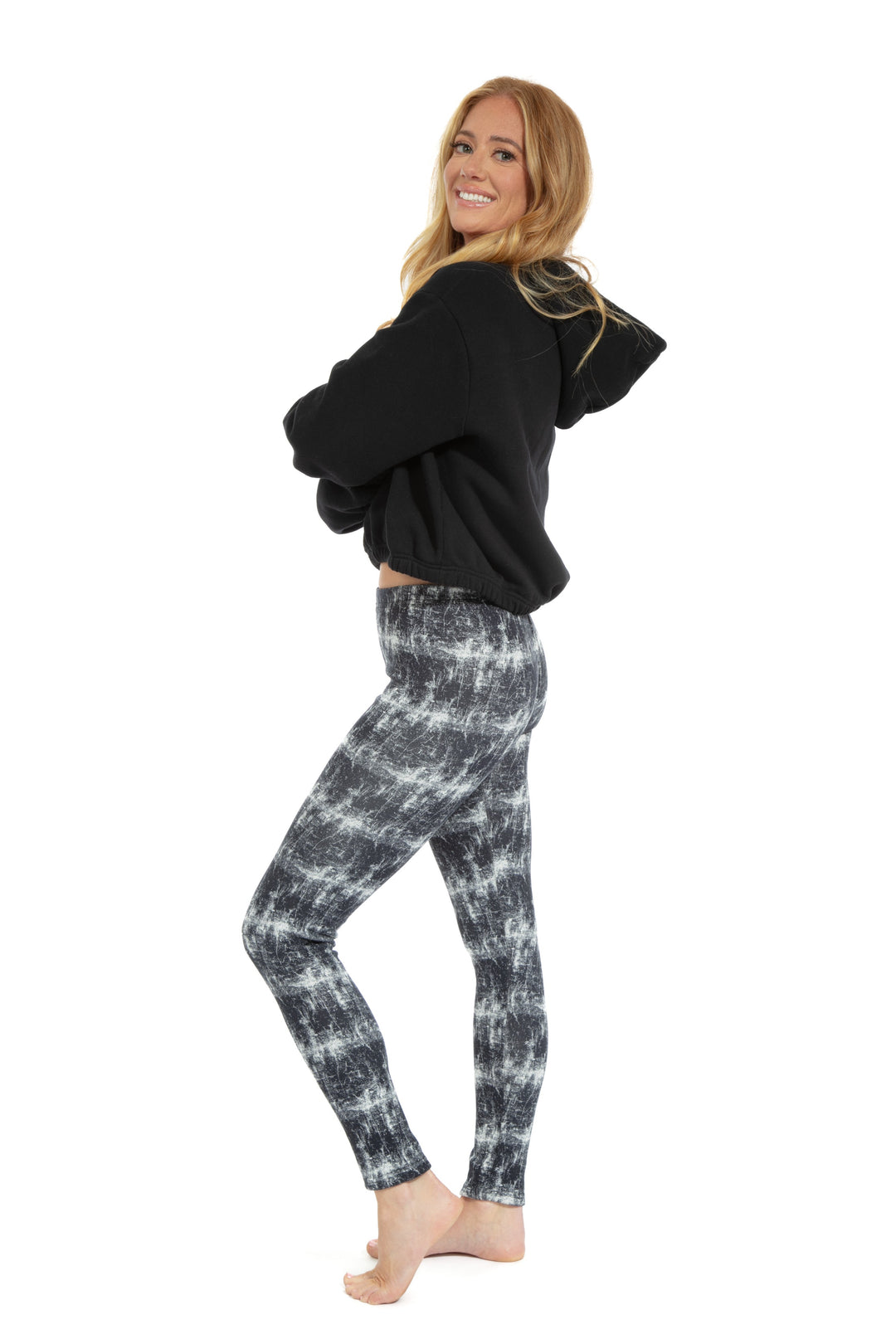 B&W Marbled - Cozy Lined Leggings