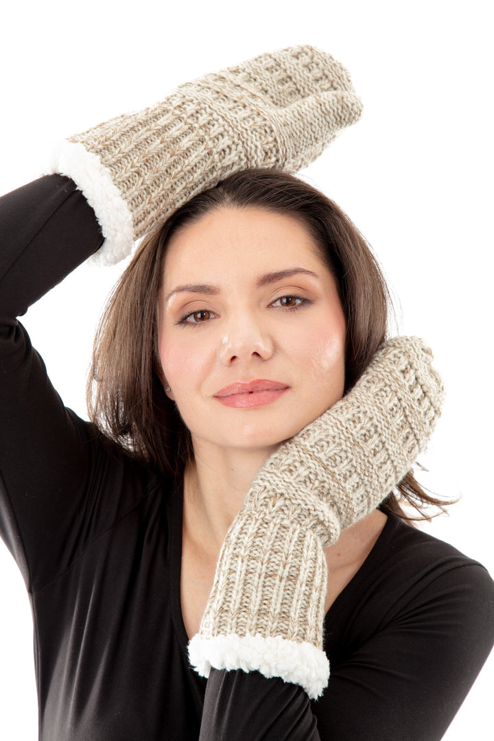 Beige - Cozy Lined Mittens