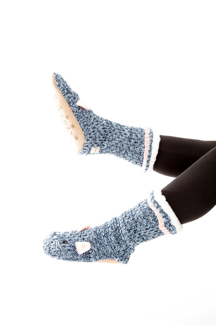 Blue Mouse - Cozy Slipper Socks