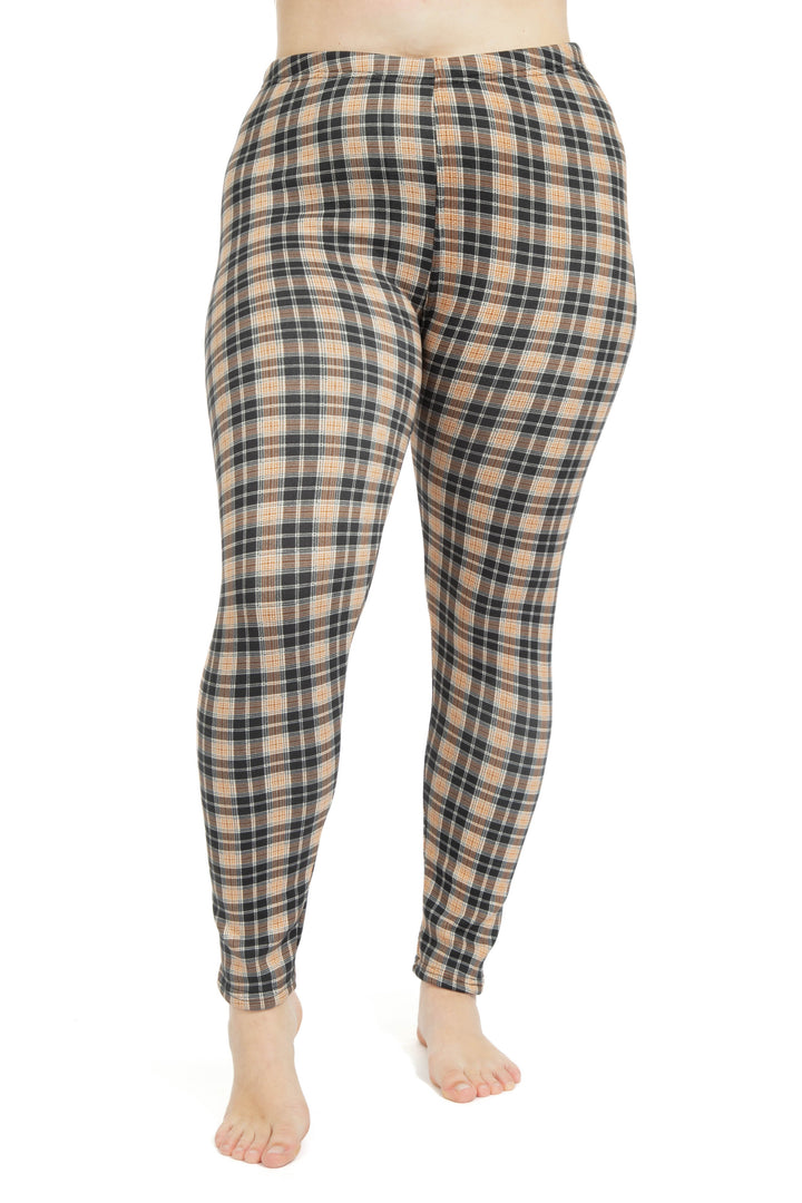 Black & Brown Plaid - Cozy Lined Leggings