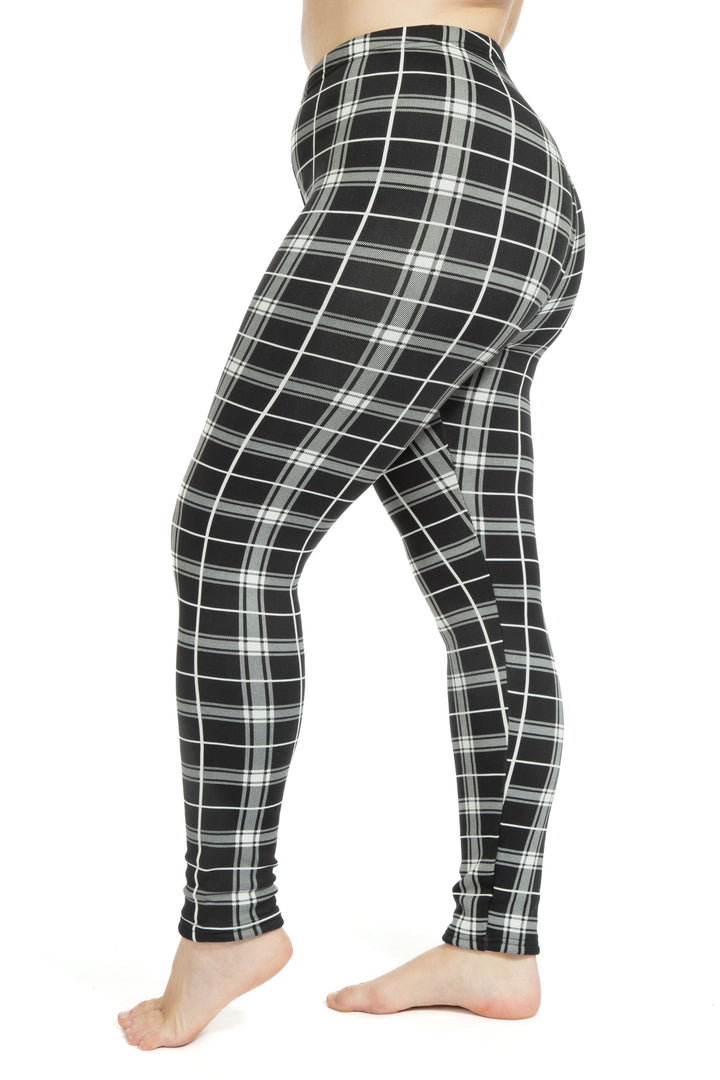 B&W Plaid - Cozy Lined Leggings