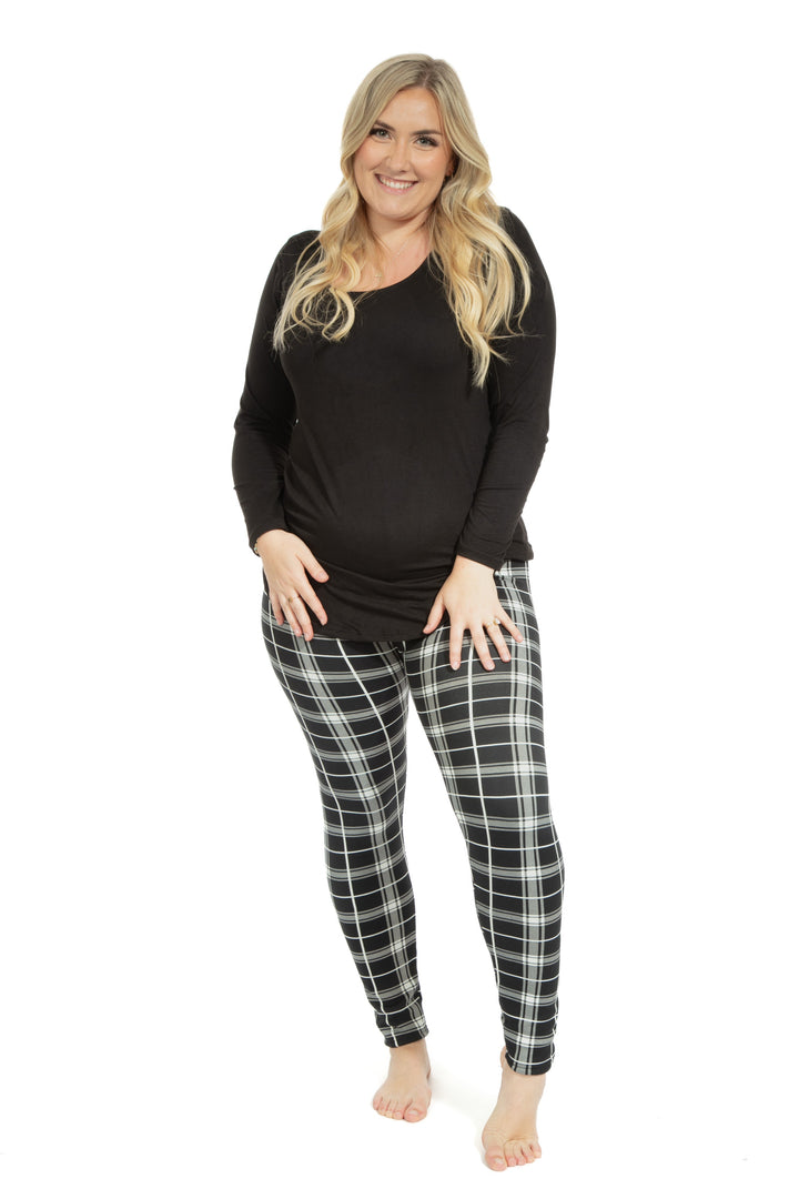 B&W Plaid - Cozy Lined Leggings