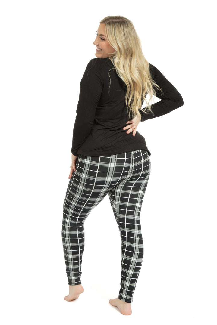 B&W Plaid - Cozy Lined Leggings