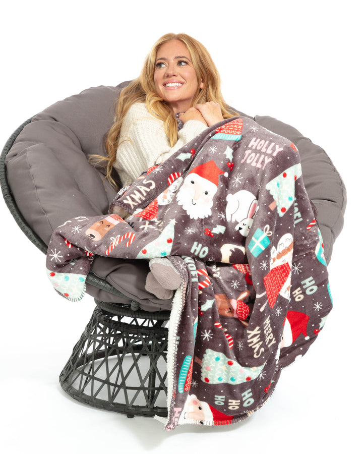 Holly Jolly Xmas - Sherpa Blanket