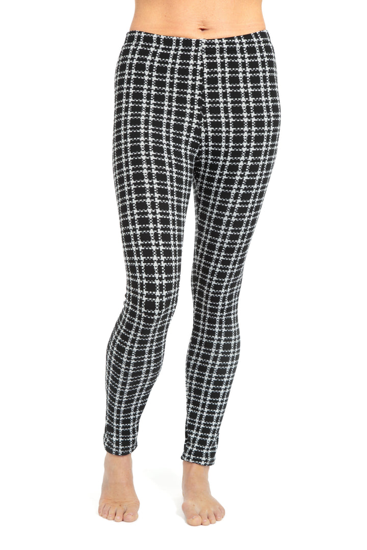 B&W Plaid Checks - Cozy Lined Leggings