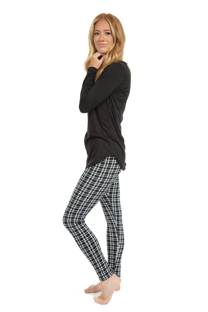 B&W Plaid Checks - Cozy Lined Leggings