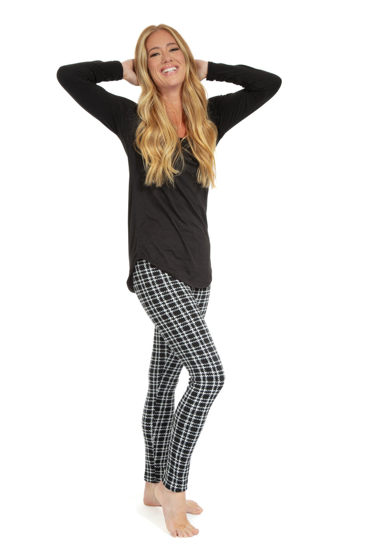 B&W Plaid Checks - Cozy Lined Leggings