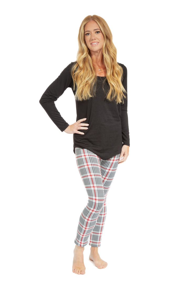 Red Line Tartan - Cozy Lined Leggings