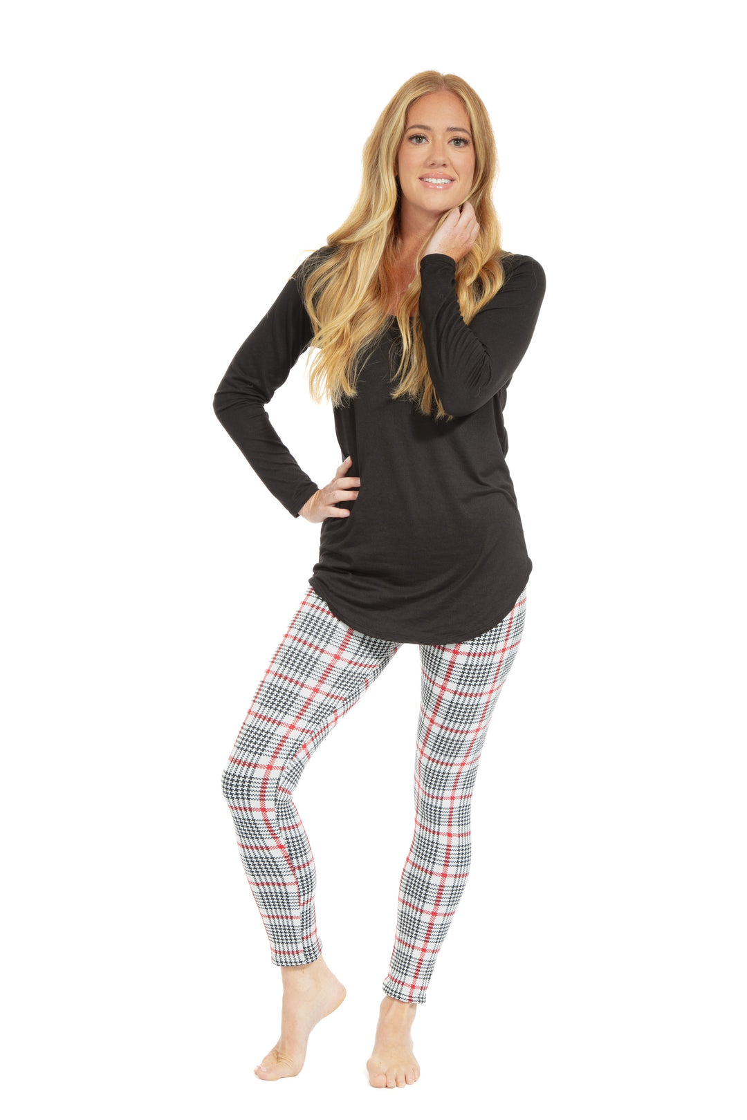 Red Line Tartan - Cozy Lined Leggings