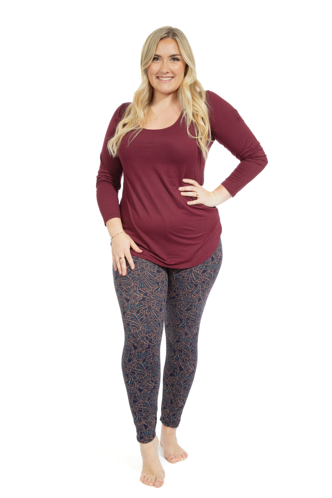 Leaf Print - Cozy Lined Leggings