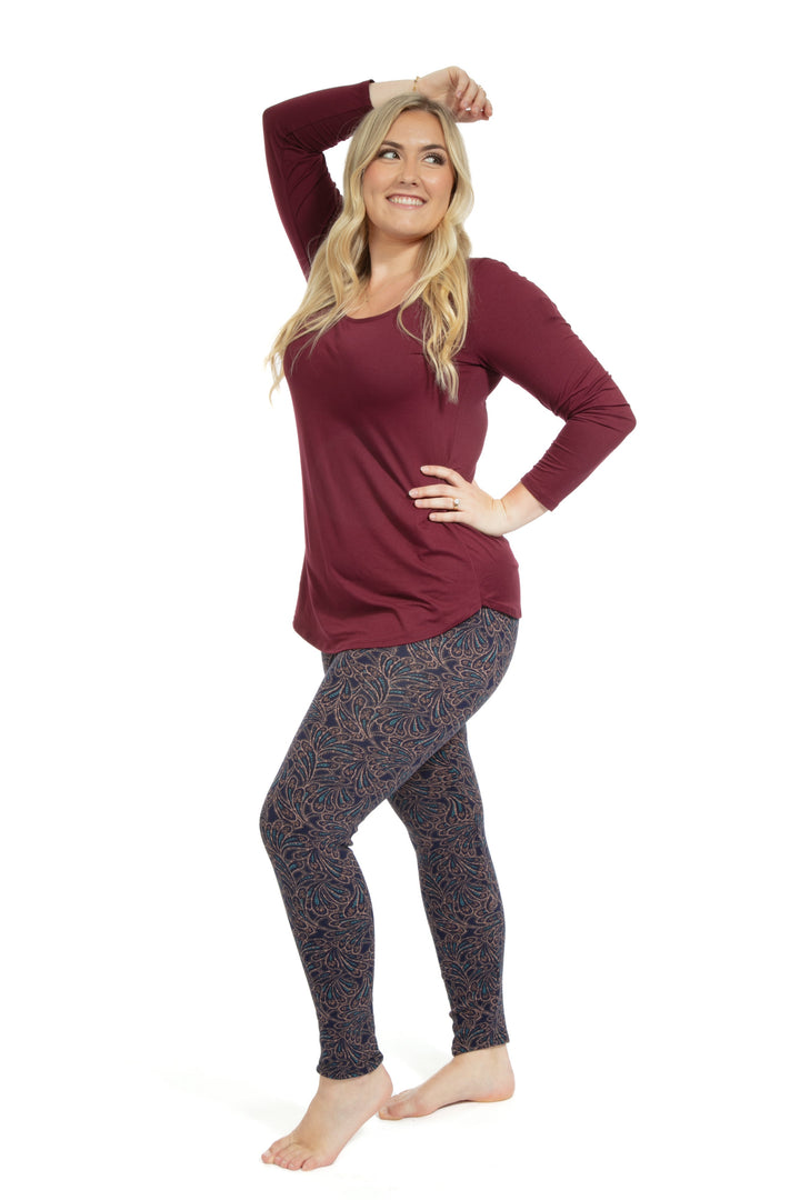 Leaf Print - Cozy Lined Leggings